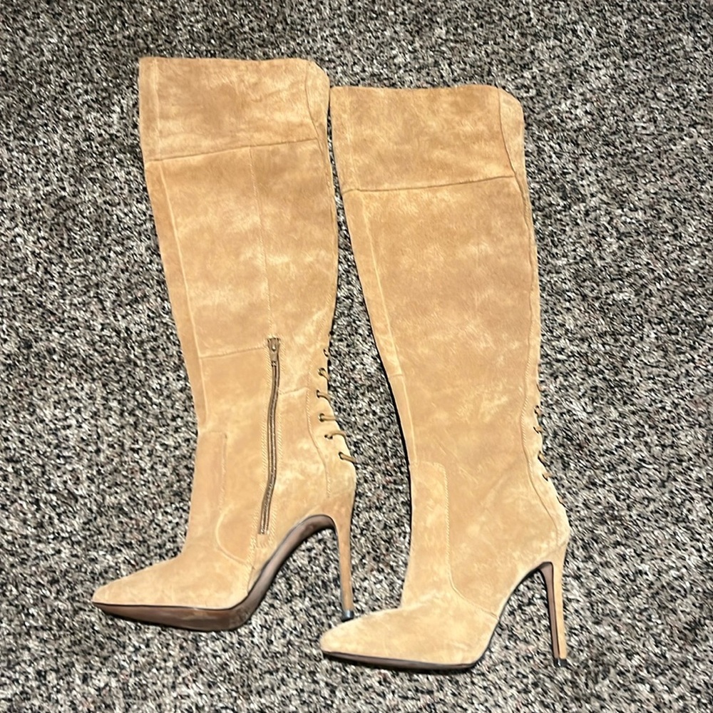 Suede thigh high boots